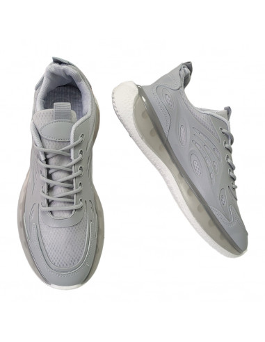 Pantofi sport din textil si material sintetic gri, pentru barbati, design modern