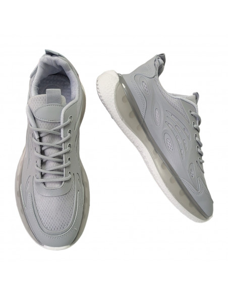 Pantofi sport din textil si material sintetic gri, pentru barbati, design modern