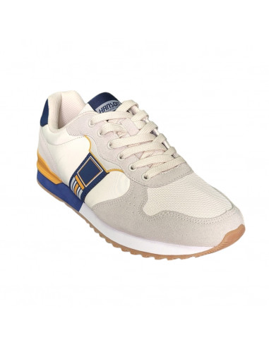 Pantofi sport Hanson pentru barbati, piele ecologica si textil, bej cu bleumarin