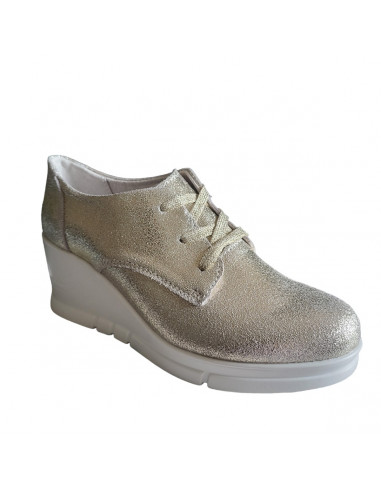 Pantofi casual din piele naturala aurie, pentru femei