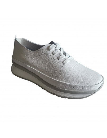 Pantofi tip sneakers din piele naturala alba, pentru femei