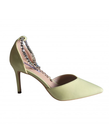Pantofi stiletto galbeni, din textil, pentru femei
