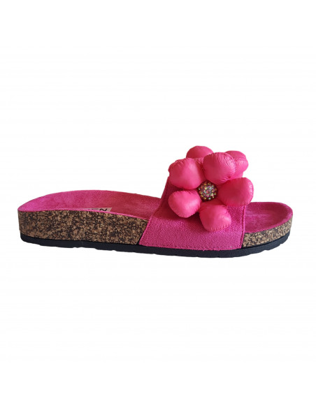 Saboti fuchsia din material textil, pentru femei