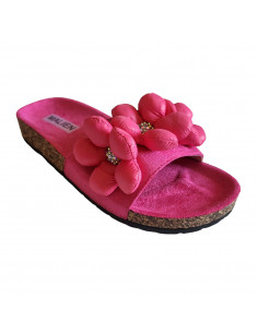 Saboti fuchsia din material textil, pentru femei 2