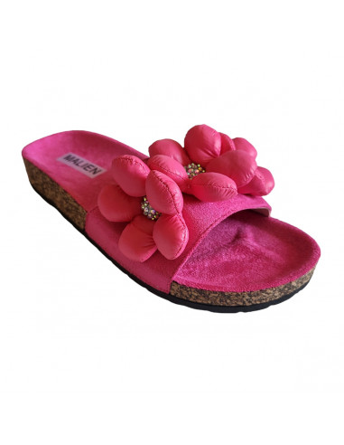 Saboti fuchsia din material textil, pentru femei