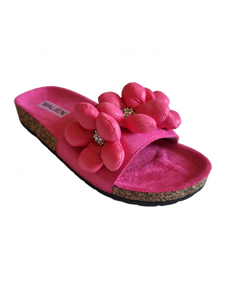 Saboti fuchsia din material textil, pentru femei