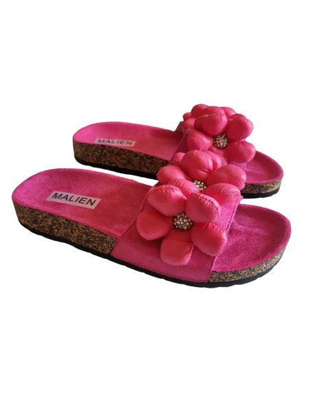 Saboti fuchsia din material textil, pentru femei