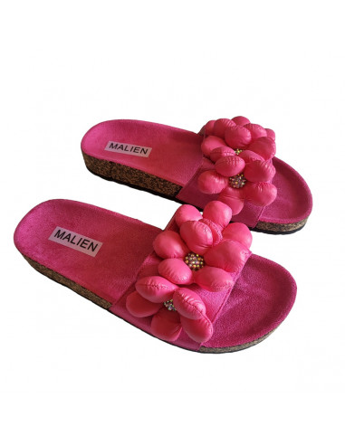 Saboti fuchsia din material textil, pentru femei