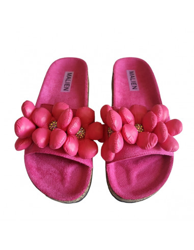 Saboti fuchsia din material textil, pentru femei
