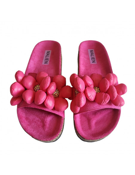 Saboti fuchsia din material textil, pentru femei