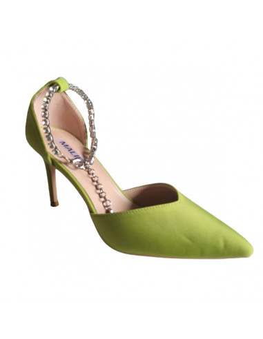 Pantofi stiletto verde neon, din textil, pentru femei