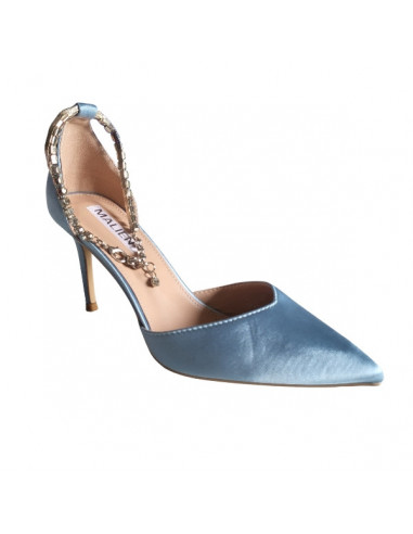 Pantofi stiletto bleu ciel, din textil, pentru femei