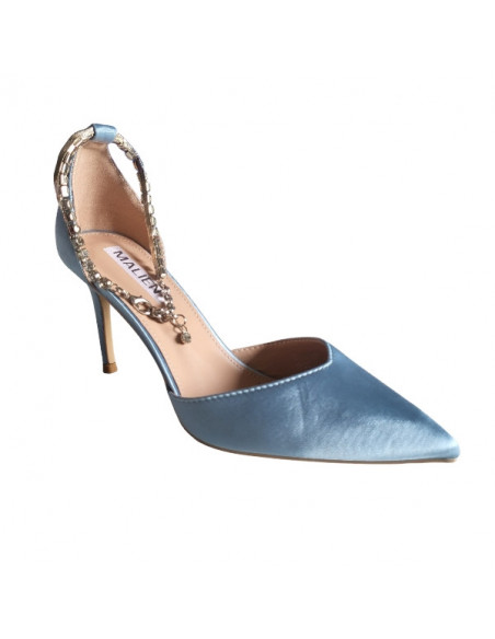 Pantofi stiletto bleu ciel, din textil, pentru femei