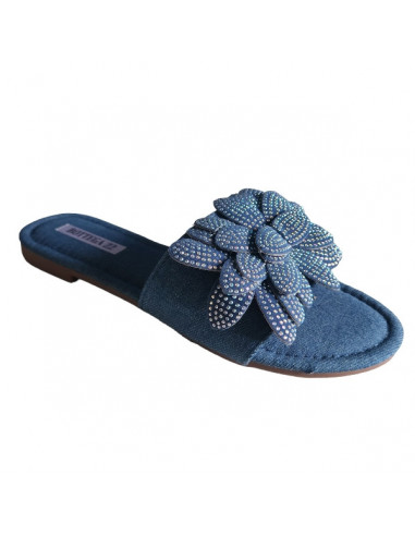 Saboti denim din textil, pentru femei