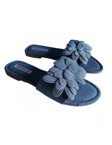 Saboti denim din textil, pentru femei