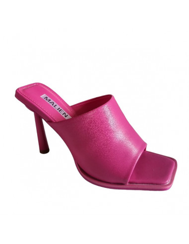 Saboti fuchsia, cu toc, din piele ecologica, pentru femei
