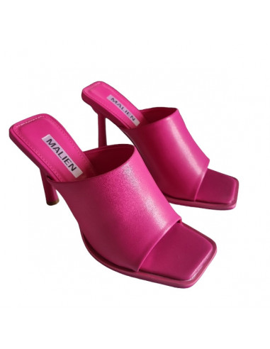 Saboti fuchsia, cu toc, din piele ecologica, pentru femei