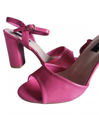 Sandale fuchsia din piele ecologica, cu toc inalt, pentru femei