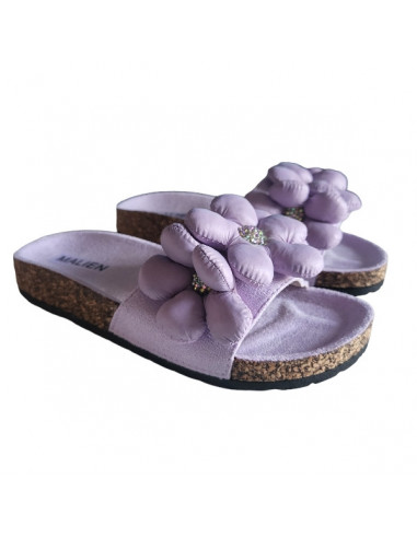 Saboti mov din material textil, pentru femei