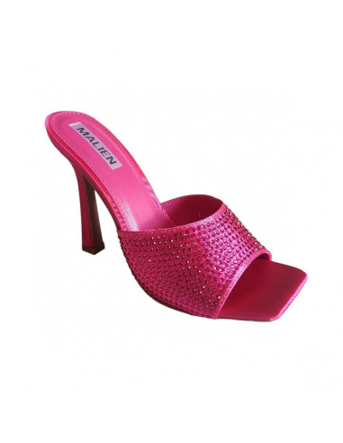 Saboti fuchsia, cu toc, din textil, pentru femei