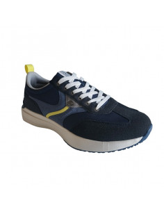 Pantofi sport Hanson pentru barbati, piele ecologica si textil, albastru cu alb 2