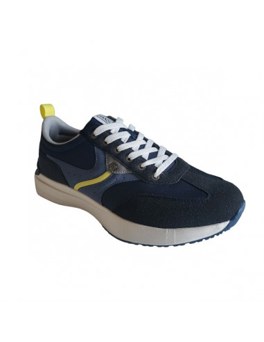 Pantofi sport Hanson pentru barbati, piele ecologica si textil, albastru cu alb