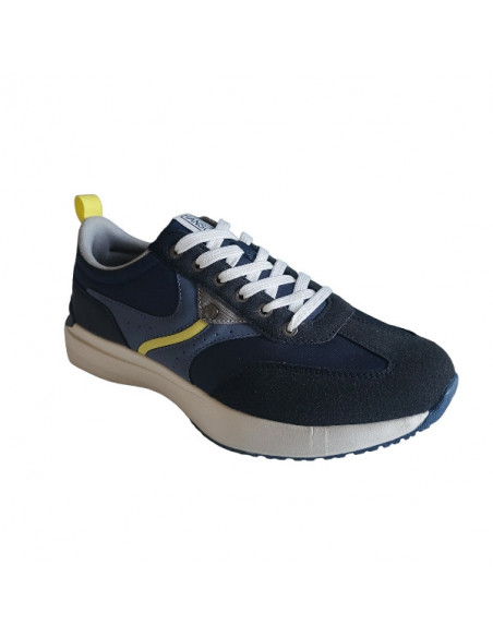 Pantofi sport Hanson pentru barbati, piele ecologica si textil, albastru cu alb