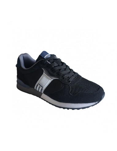 Pantofi sport Hanson pentru barbati, piele ecologica si textil, albastru cu alb
