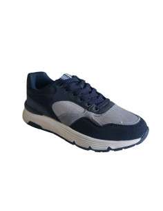 Pantofi sport Hanson pentru barbati, piele ecologica si textil, albastru cu alb 2