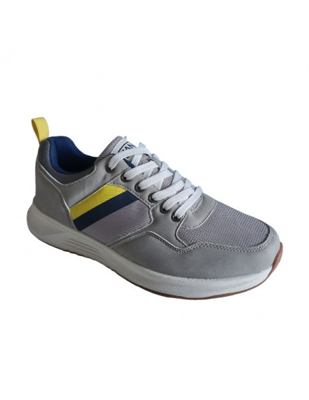 Pantofi sport Hanson pentru barbati, piele ecologica si textil, albastru cu alb