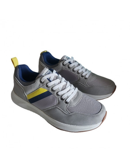 Pantofi sport Hanson pentru barbati, piele ecologica si textil, albastru cu alb