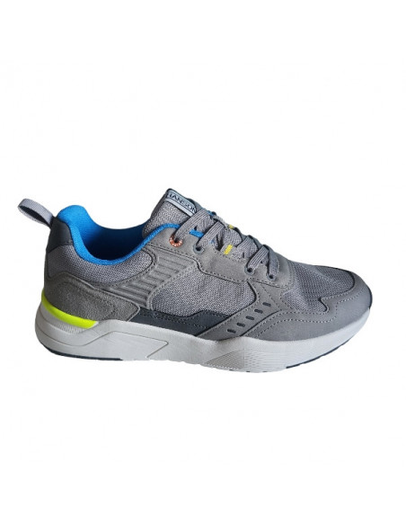 Pantofi sport Hanson pentru barbati, piele ecologica si textil, albastru cu alb