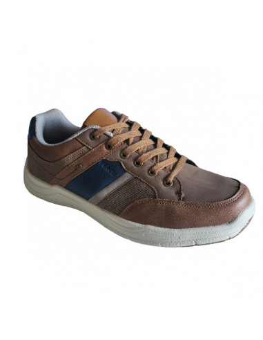 Pantofi sport Hanson pentru barbati, piele ecologica si textil, albastru cu alb