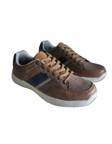 Pantofi sport Hanson pentru barbati, piele ecologica si textil, albastru cu alb