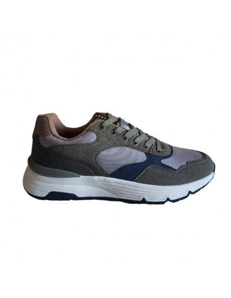 Pantofi sport Hanson pentru barbati, piele ecologica si textil, albastru cu alb