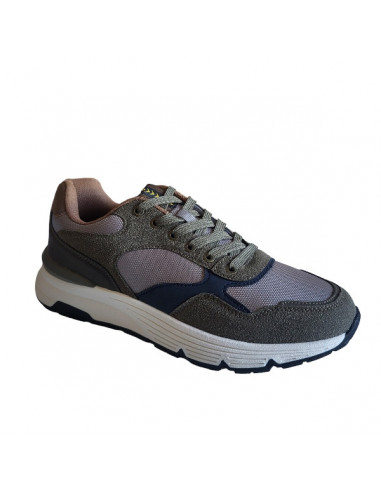 Pantofi sport Hanson pentru barbati, piele ecologica si textil, albastru cu alb