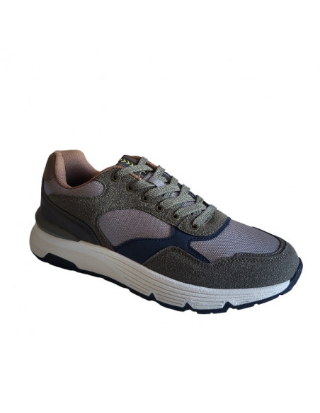 Pantofi sport Hanson pentru barbati, piele ecologica si textil, albastru cu alb
