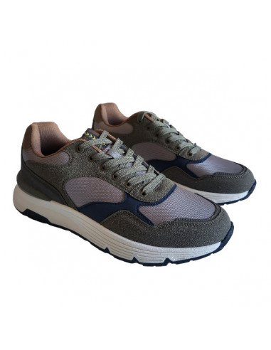 Pantofi sport Hanson pentru barbati, piele ecologica si textil, albastru cu alb