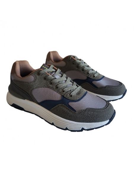 Pantofi sport Hanson pentru barbati, piele ecologica si textil, albastru cu alb