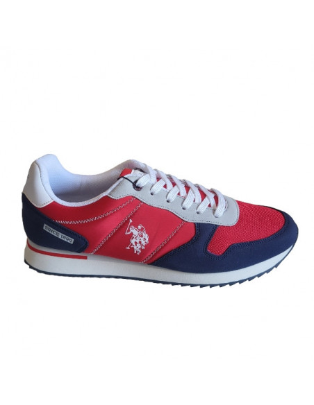 Pantofi sport pentru barbati, piele ecologica si textil, alb cu gri deschis