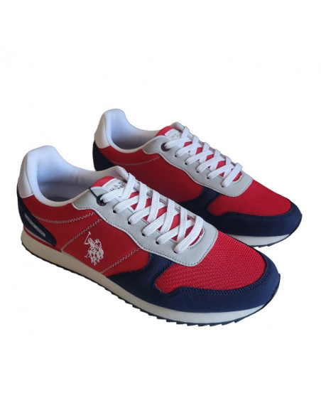Pantofi sport pentru barbati, piele ecologica si textil, alb cu gri deschis