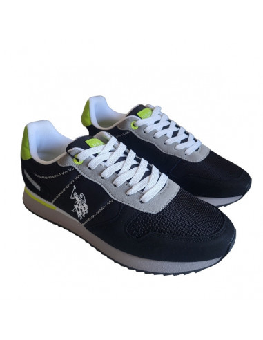 Pantofi sport pentru barbati, piele ecologica si textil, alb cu gri deschis