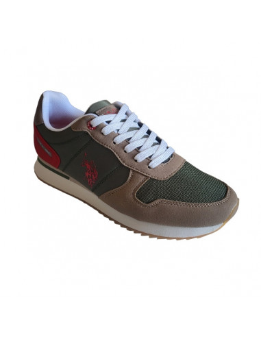 Pantofi sport pentru barbati, piele ecologica si textil, alb cu gri deschis