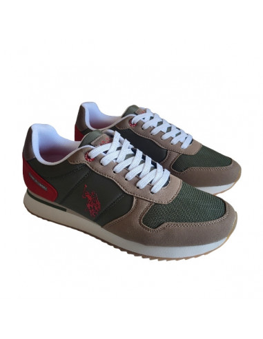 Pantofi sport pentru barbati, piele ecologica si textil, alb cu gri deschis