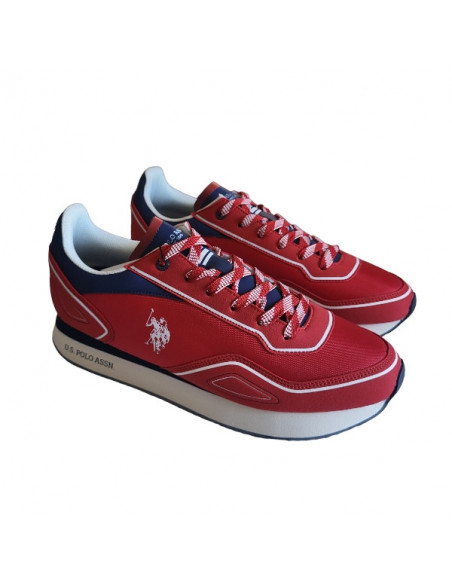 Pantofi sport pentru barbati, piele ecologica si textil, alb cu gri deschis