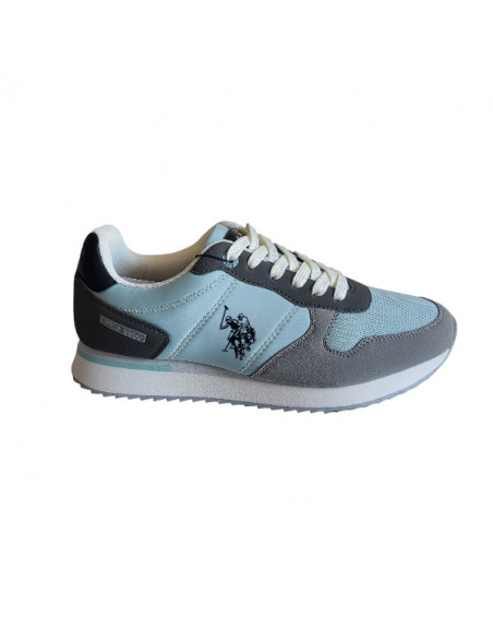 Pantofi sport pentru barbati, piele ecologica si textil, alb cu gri deschis