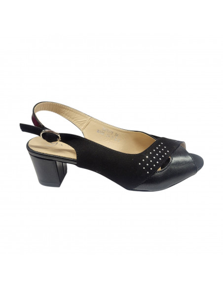 Sandale elegante pentru femei, piele eco, bej, cu toc gros