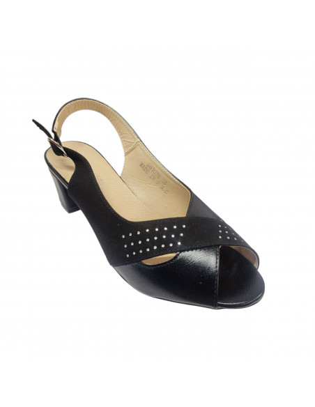Sandale elegante pentru femei, piele eco, bej, cu toc gros