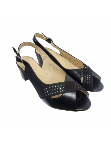 Sandale elegante pentru femei, piele eco, bej, cu toc gros
