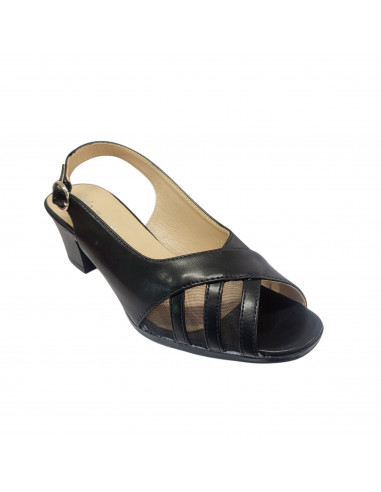 Sandale elegante pentru femei, piele eco, bej, cu toc gros
